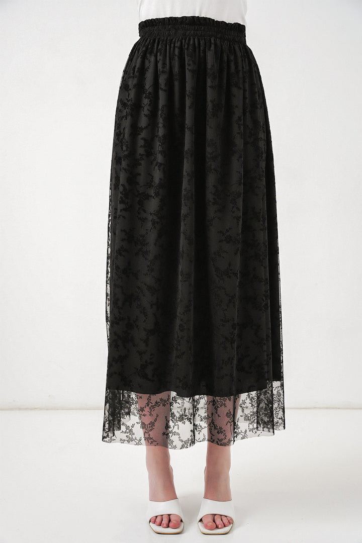 Bigdart Jupe doublée à motifs en velours pour femme 8076 - Noir