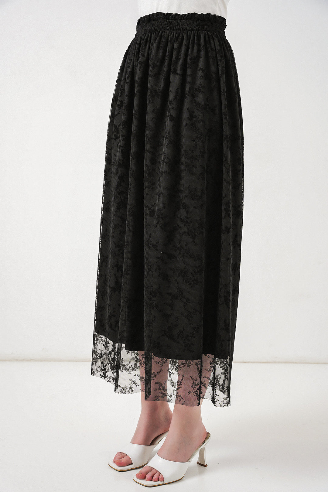 Bigdart Jupe doublée à motifs en velours pour femme 8076 - Noir