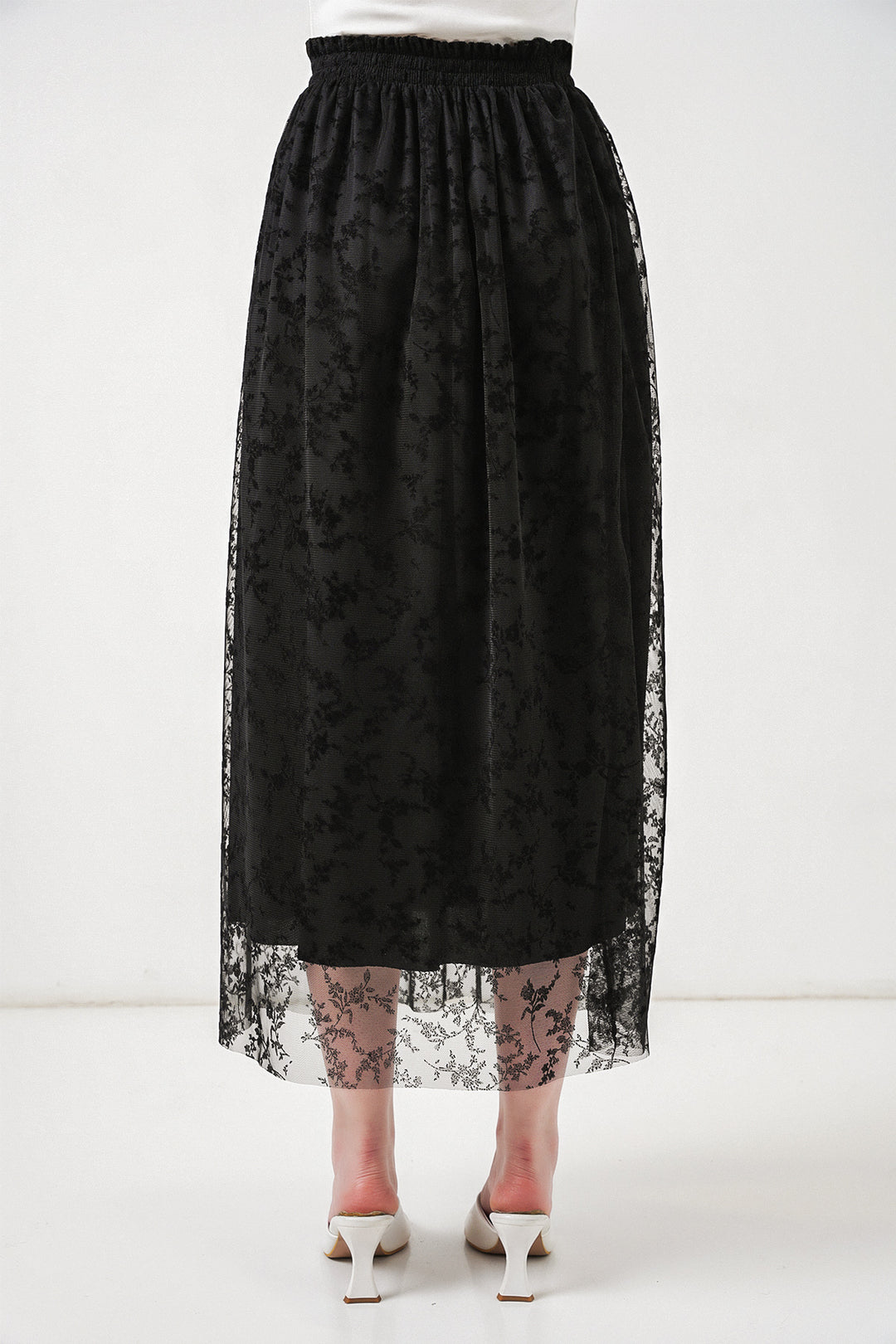 Bigdart Jupe doublée à motifs en velours pour femme 8076 - Noir