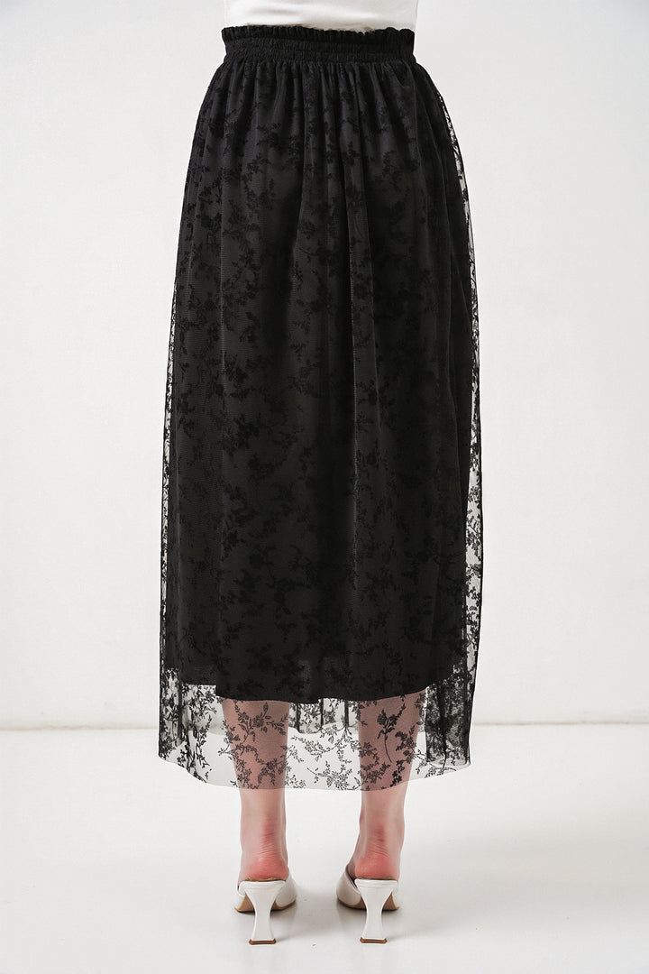 Bigdart Jupe doublée à motifs en velours pour femme 8076 - Noir