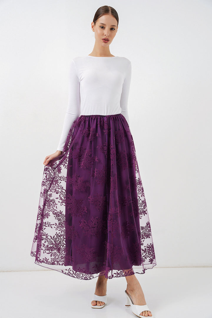 Bigdart Jupe longue en tulle imprimée femme 8070 - Violet