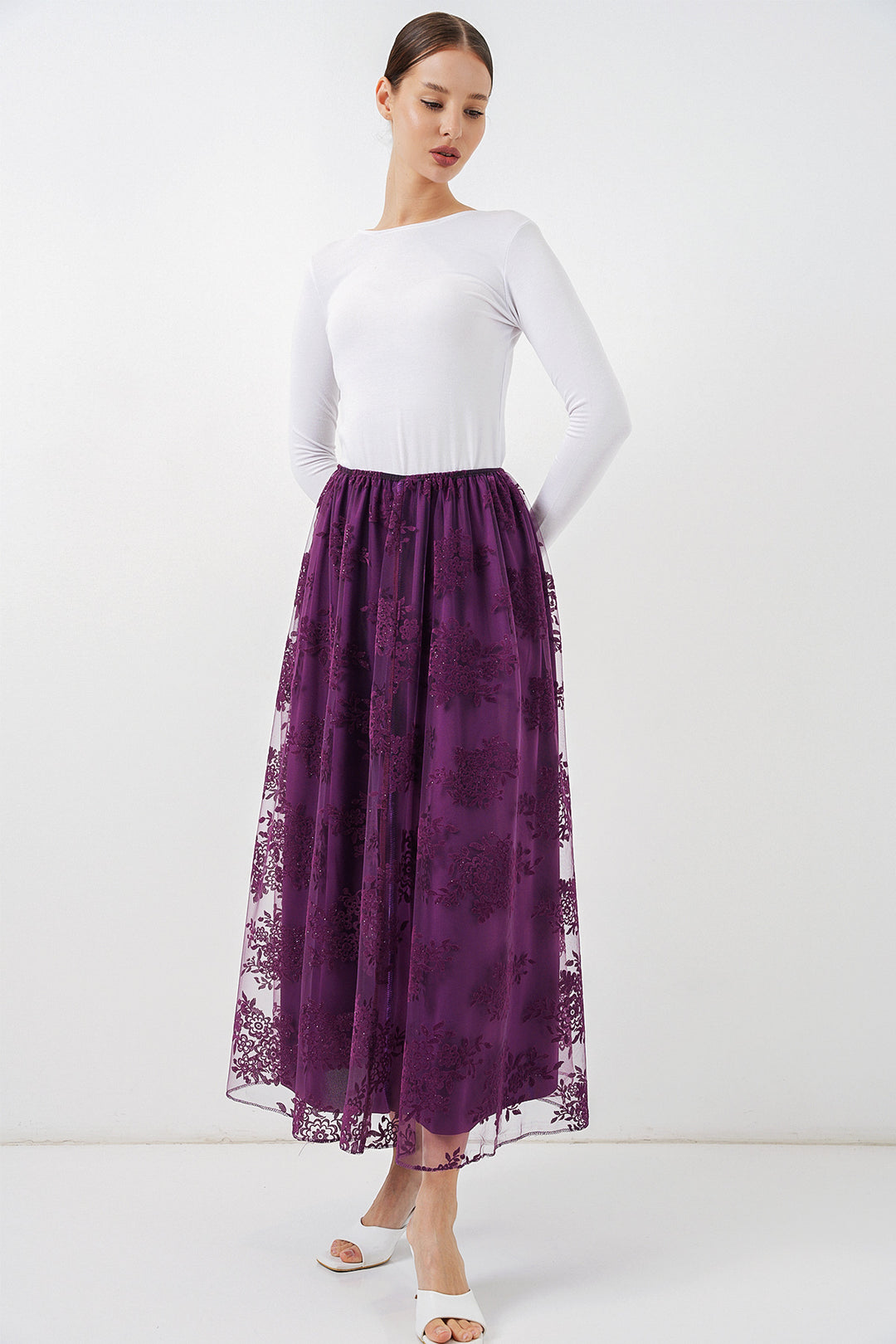 Bigdart Jupe longue en tulle imprimée femme 8070 - Violet