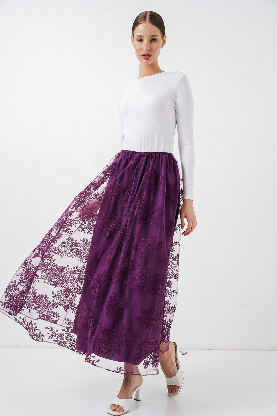 Bigdart Jupe longue en tulle imprimée femme 8070 - Violet