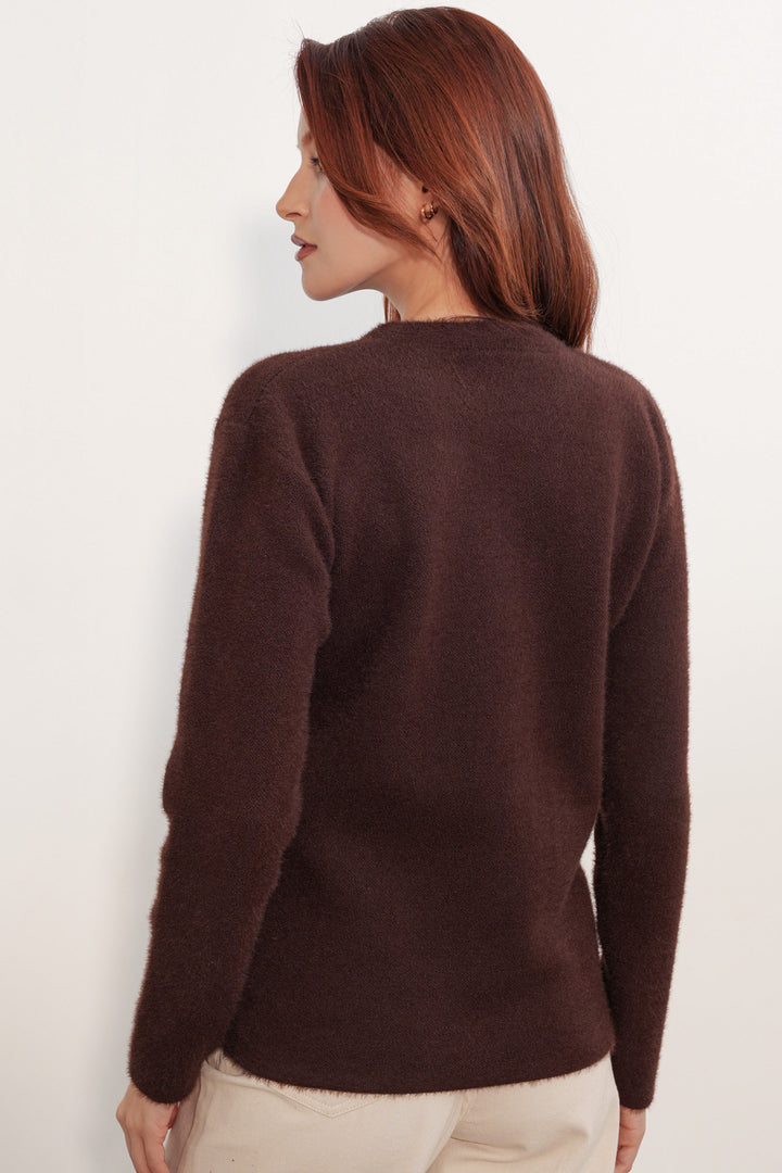 Bigdart Pull à col oversize avec détail en foulard 15971 - Marron