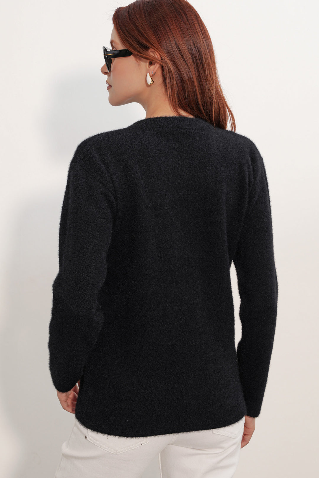 Bigdart Pull à col oversize avec détail en foulard 15971 - Noir