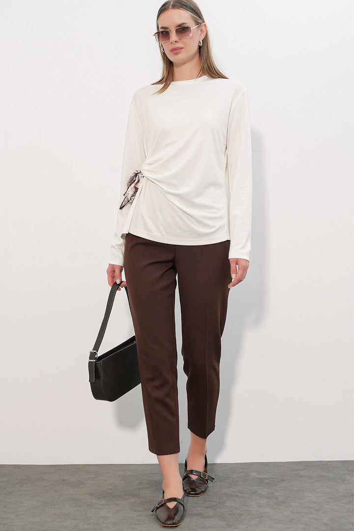 Bigdart Blouse à manches longues avec détail foulard pour femme 40000 - Blanc