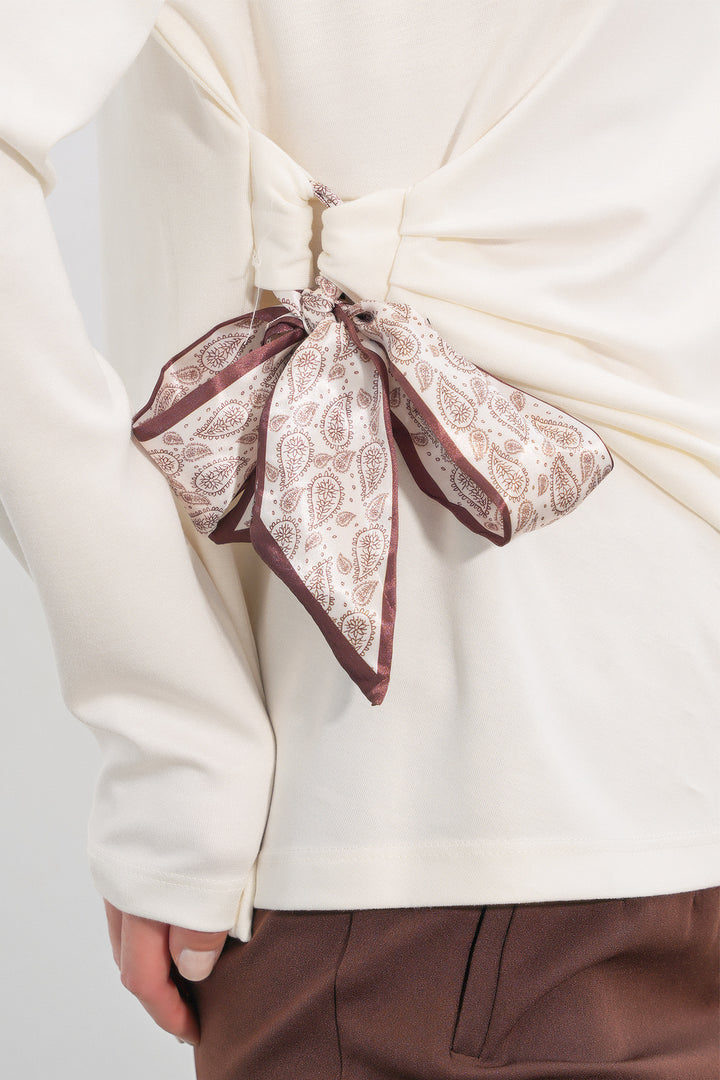Bigdart Blouse à manches longues avec détail foulard pour femme 40000 - Blanc