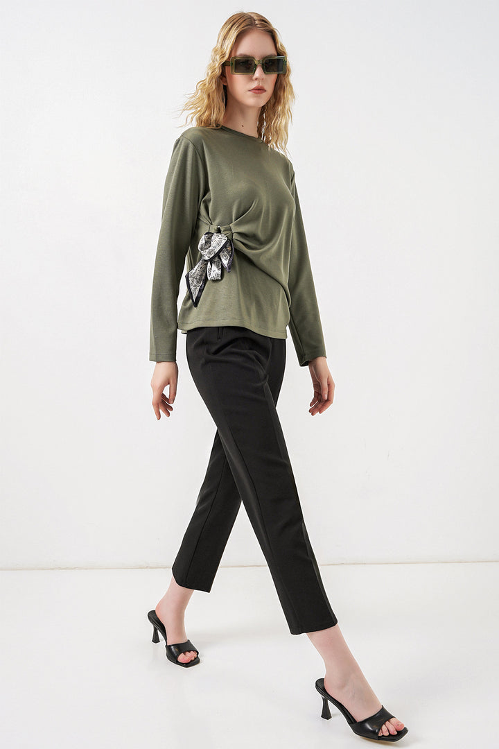 Bigdart Blouse à manches longues avec détail foulard pour femme 40000 - Kaki