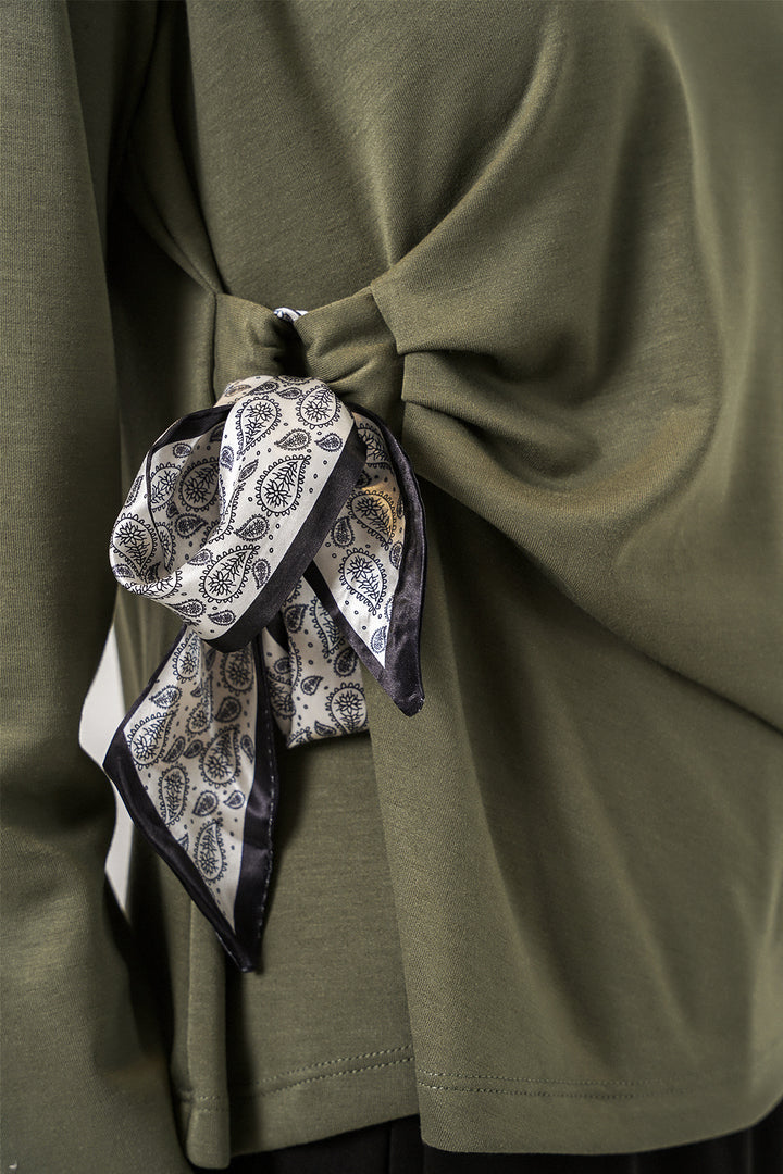 Bigdart Blouse à manches longues avec détail foulard pour femme 40000 - Kaki