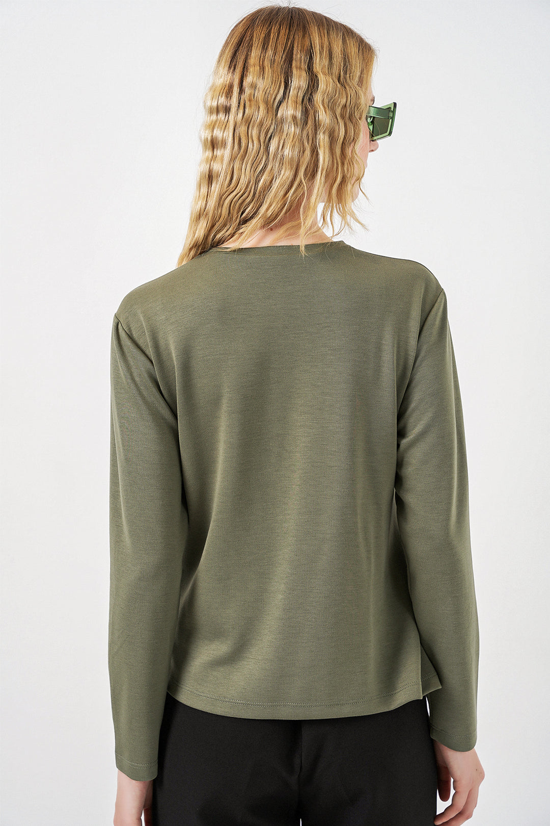 Bigdart Blouse à manches longues avec détail foulard pour femme 40000 - Kaki