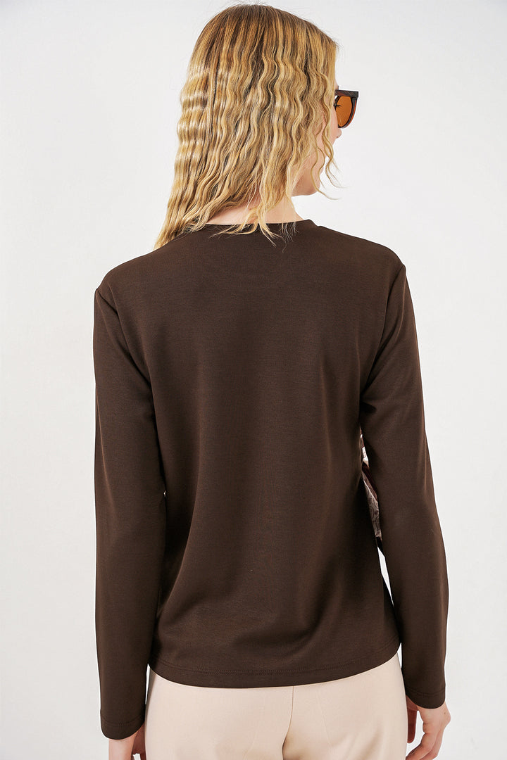 Bigdart Blouse à manches longues avec détail foulard pour femme 40000 - Marron