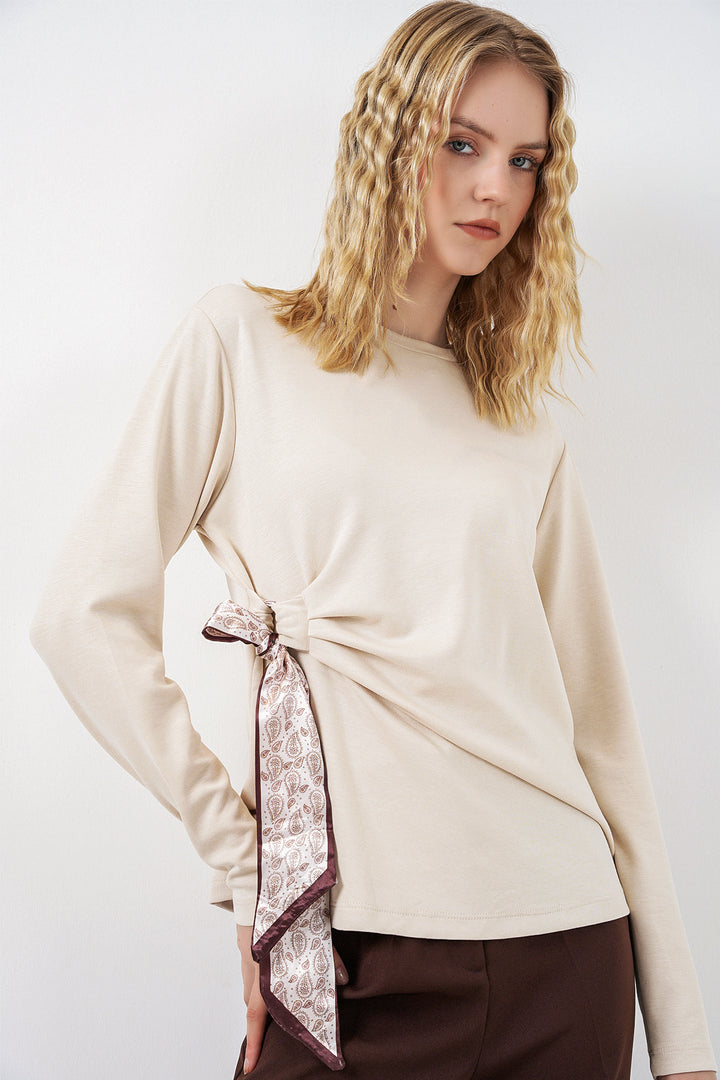 Bigdart Blouse à manches longues avec détail foulard pour femme 40000 - Crème