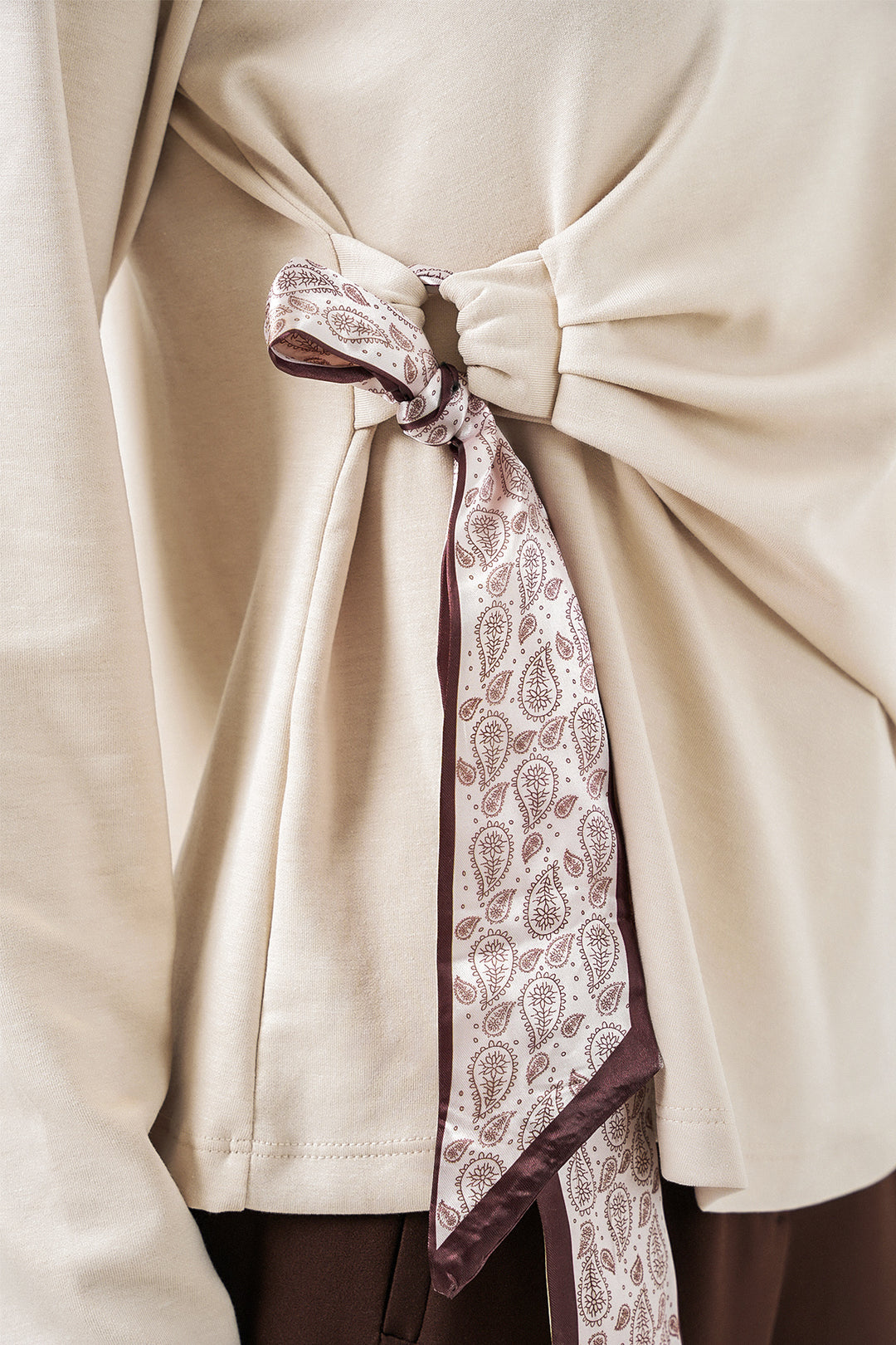 Bigdart Blouse à manches longues avec détail foulard pour femme 40000 - Crème
