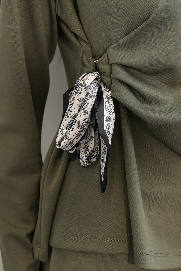 Bigdart Ensemble Jupe Blouse avec Foulard Femme 8077 - Vert d'eau