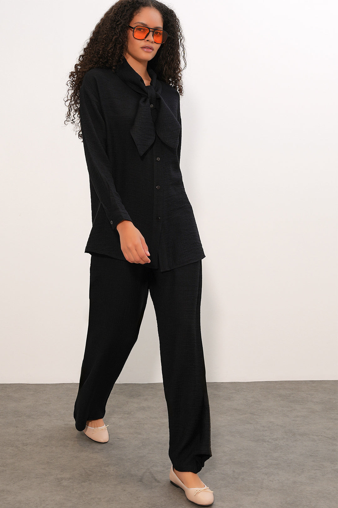 Bigdart Ensemble de 2 pantalons foulard pour femme 30093 - Noir