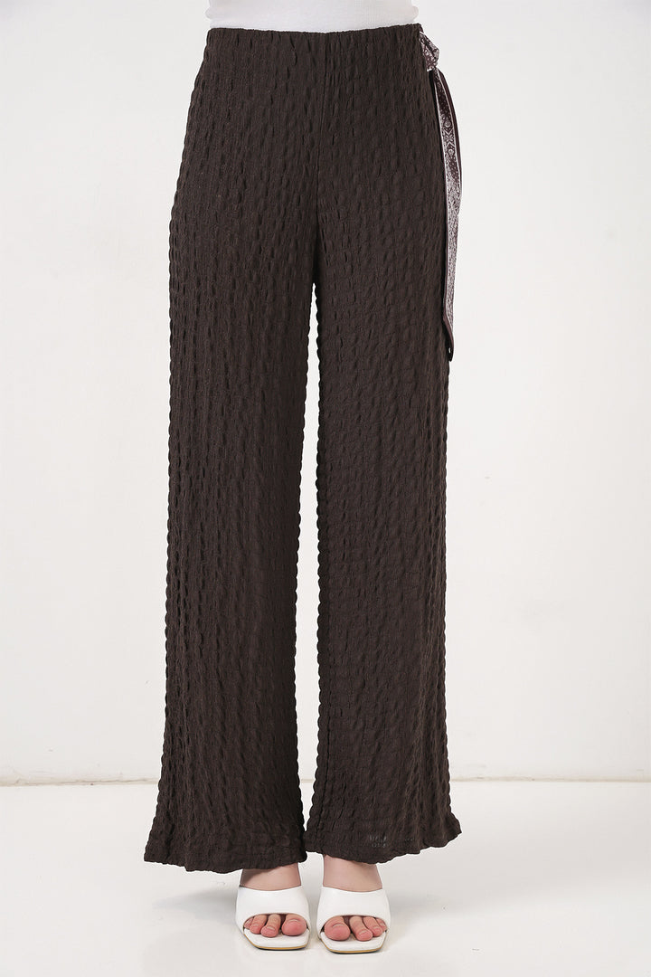 Bigdart Pantalon Tricoté avec Foulard Femme 30070 - Marron