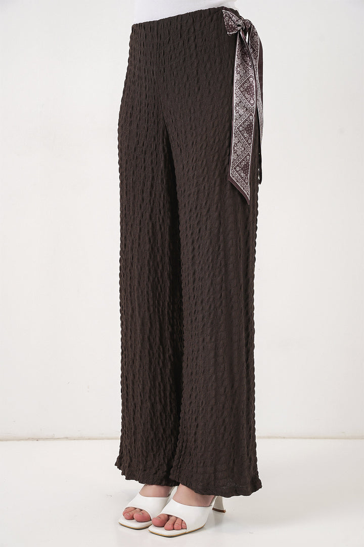 Bigdart Pantalon Tricoté avec Foulard Femme 30070 - Marron