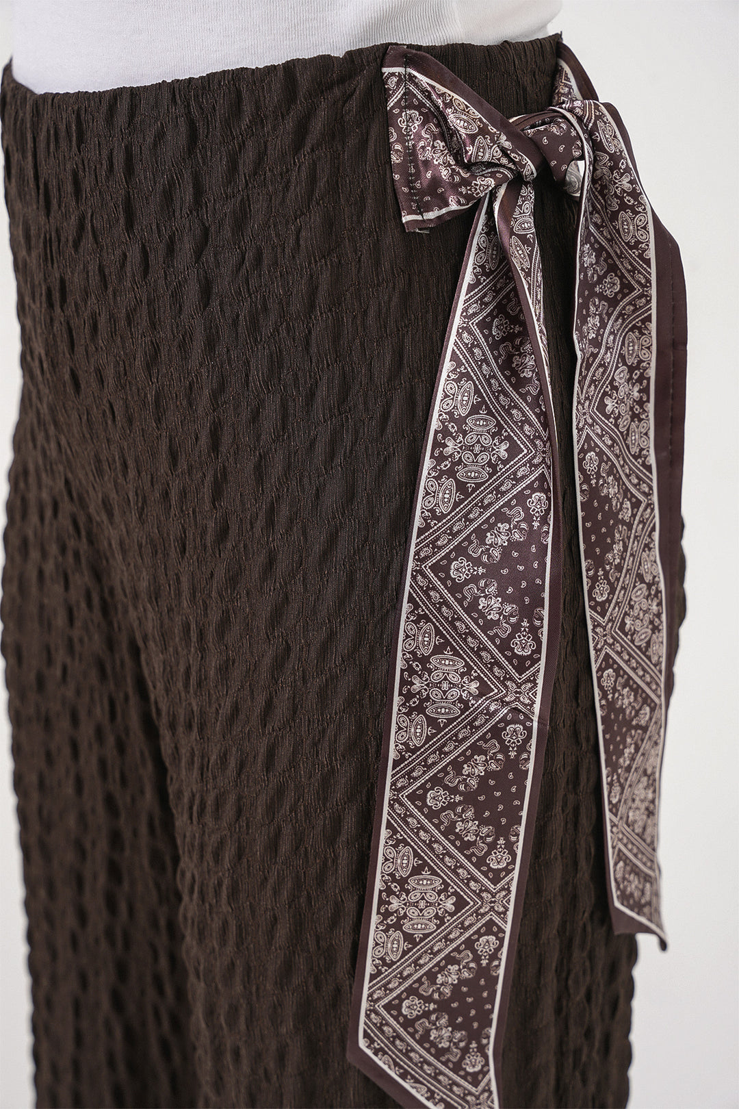 Bigdart Pantalon Tricoté avec Foulard Femme 30070 - Marron