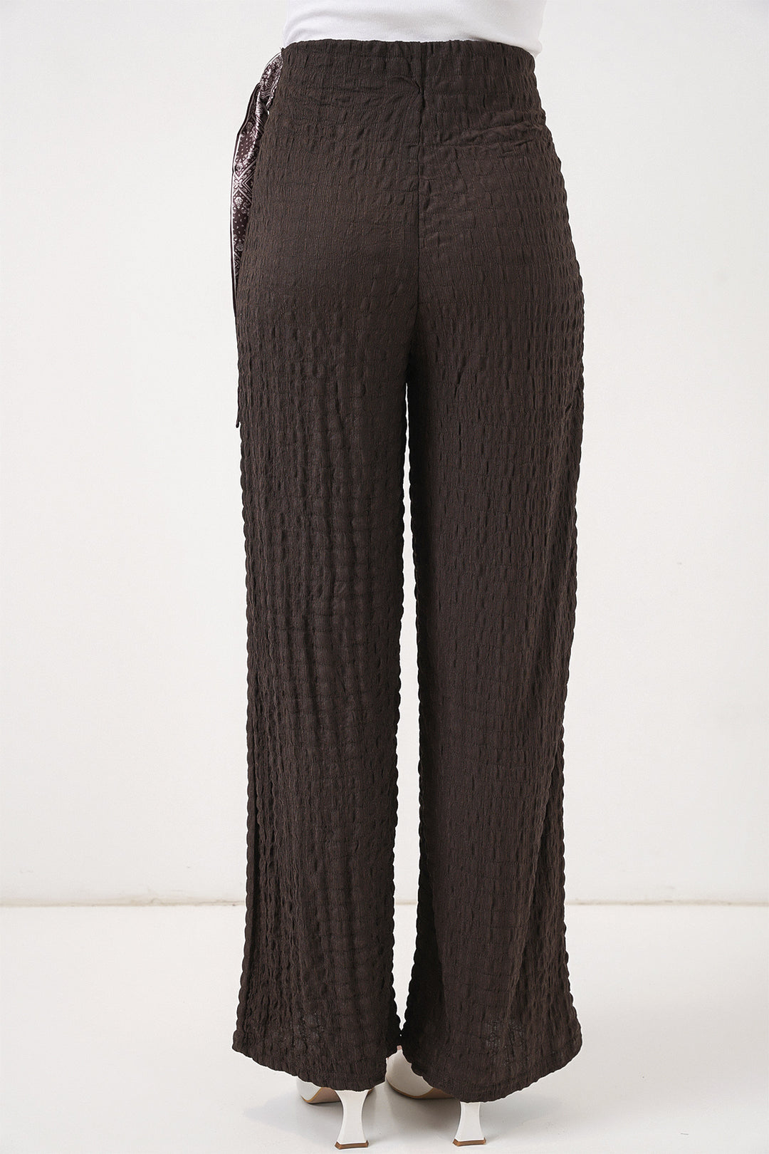 Bigdart Pantalon Tricoté avec Foulard Femme 30070 - Marron