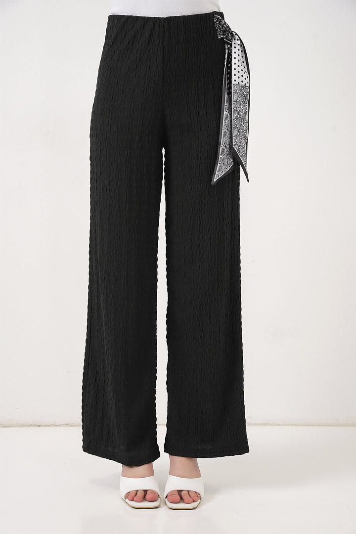 Bigdart Pantalon Tricoté avec Foulard Femme 30070 - Noir