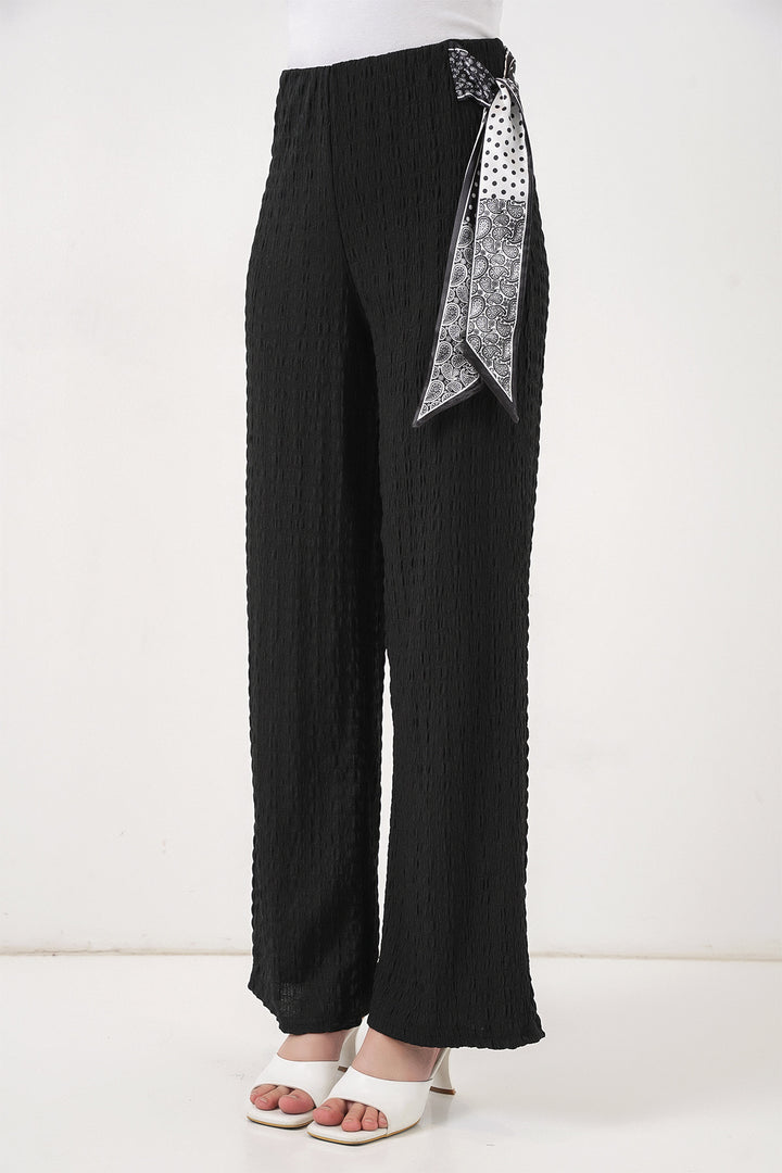 Bigdart Pantalon Tricoté avec Foulard Femme 30070 - Noir