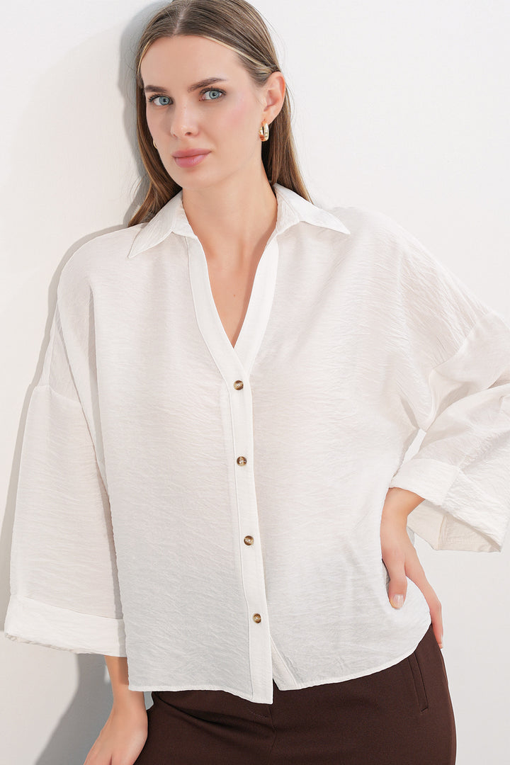 Bigdart Chemisier Oversize à Manches Larges Femme 20401 - Blanc