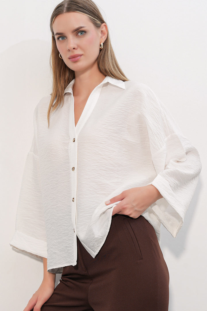 Bigdart Chemisier Oversize à Manches Larges Femme 20401 - Blanc