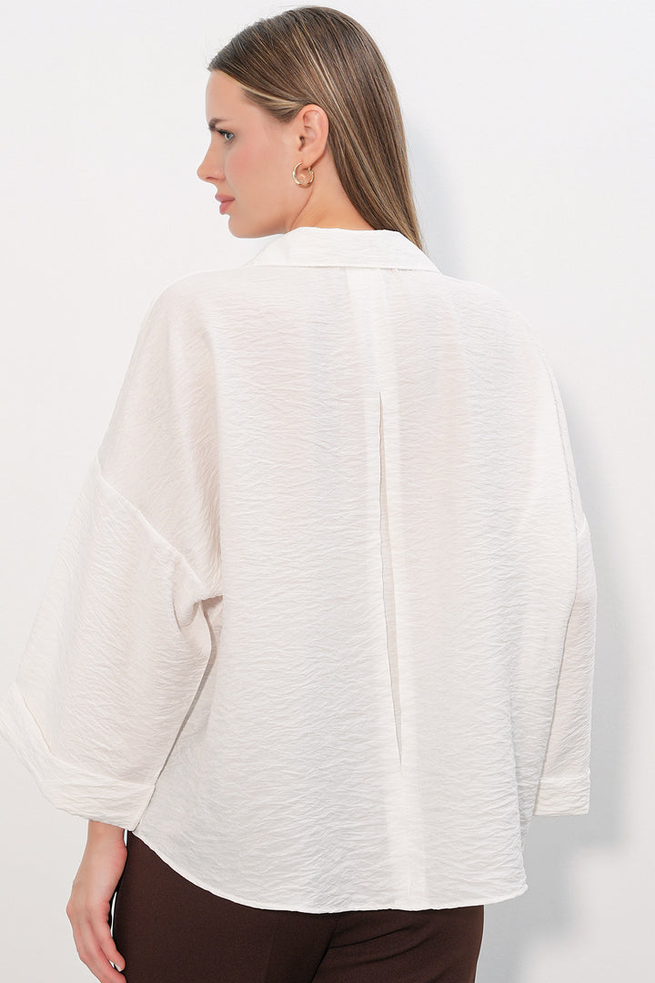 Bigdart Chemisier Oversize à Manches Larges Femme 20401 - Blanc
