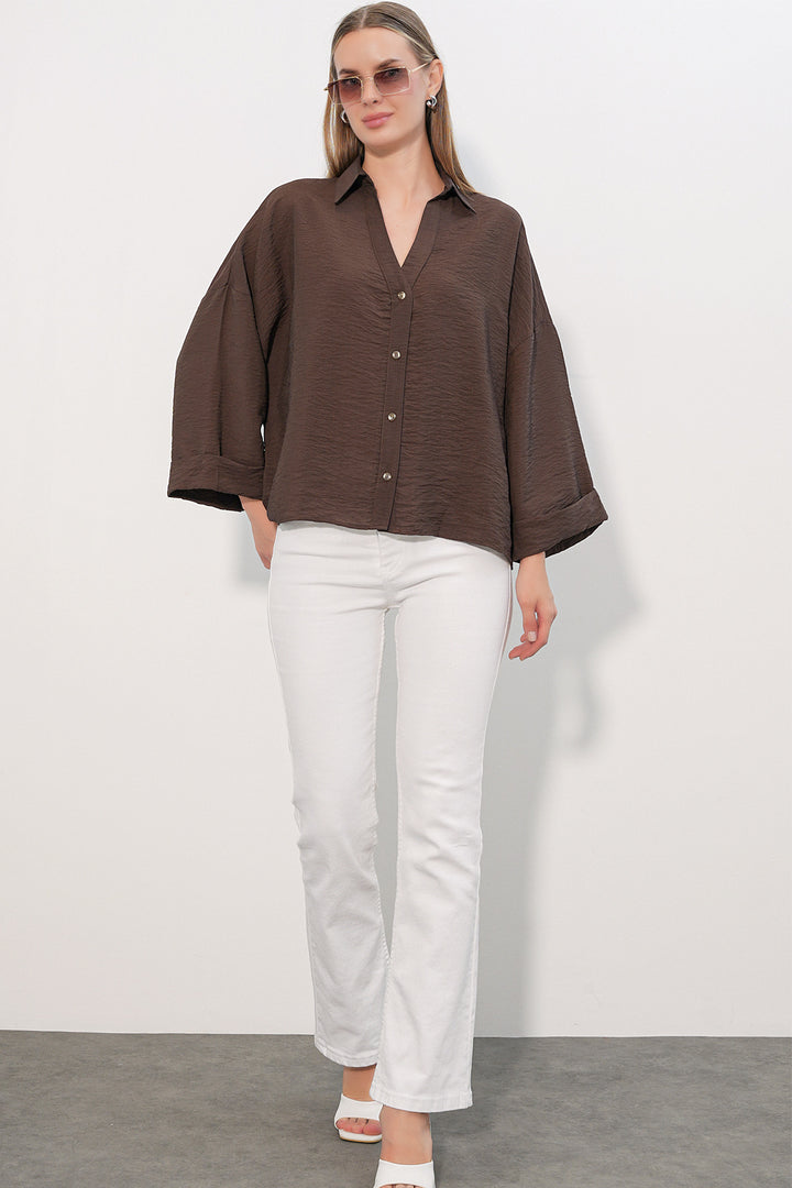 Bigdart Chemisier Oversize à Manches Larges Femme 20401 - Marron