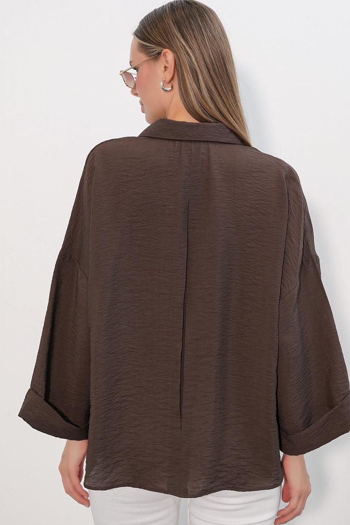 Bigdart Chemisier Oversize à Manches Larges Femme 20401 - Marron