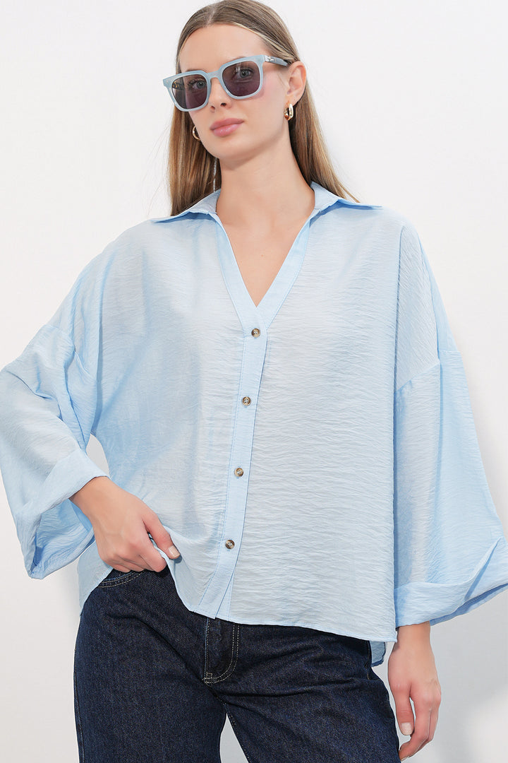 Bigdart Chemisier Oversize à Manches Larges Femme 20401 - Bleu