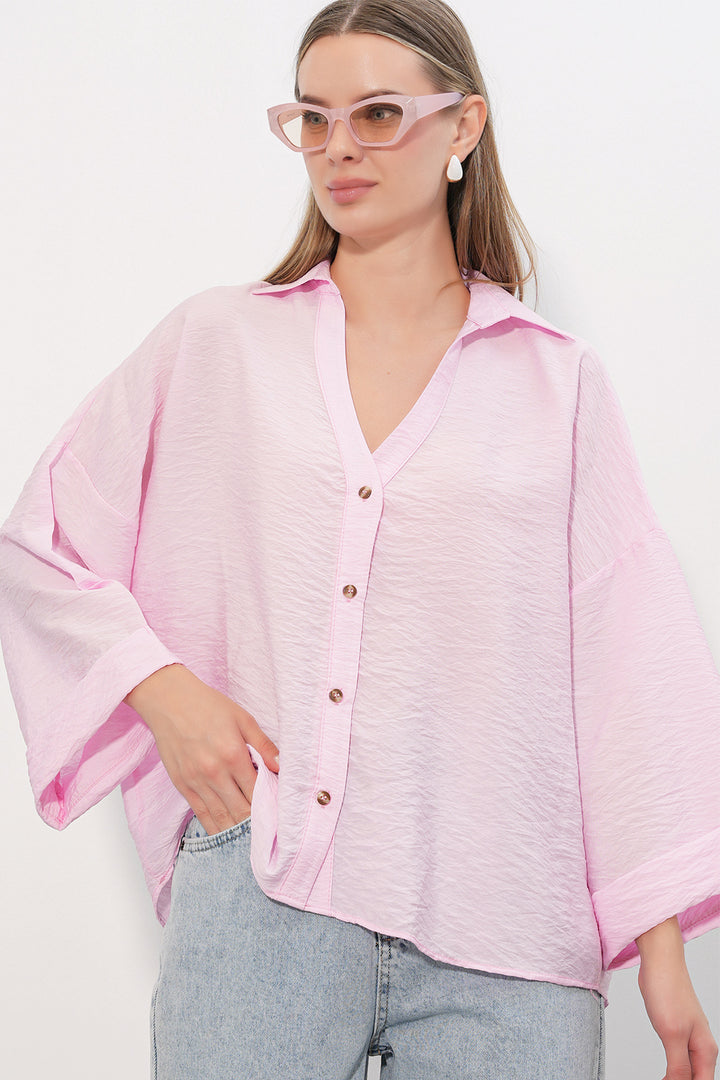 Bigdart Chemisier Oversize à Manches Larges Femme 20401 - Rose