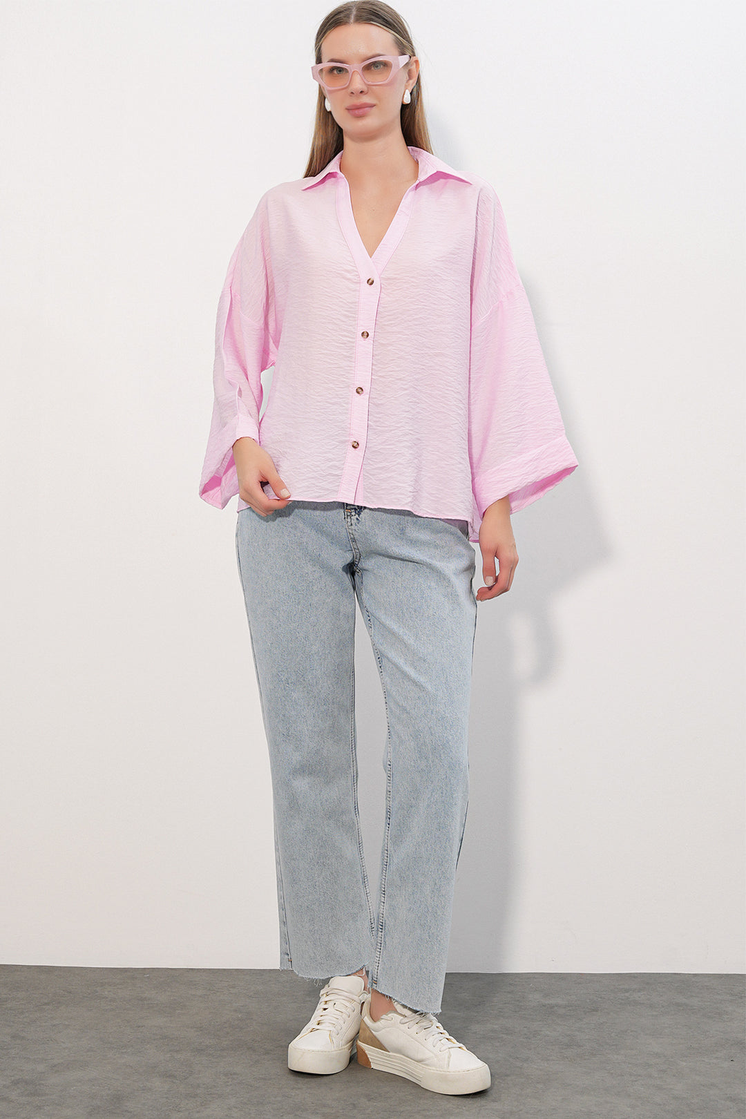 Bigdart Chemisier Oversize à Manches Larges Femme 20401 - Rose