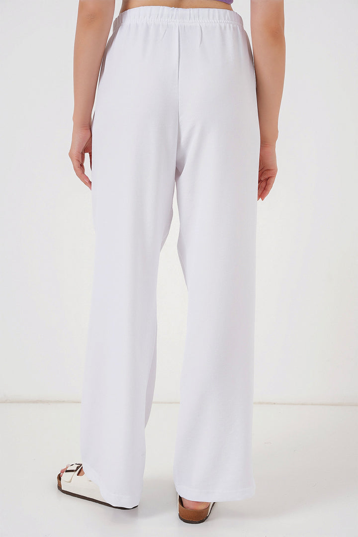 Bigdart Pantalon en lin à jambes larges pour femme 6735 - Blanc