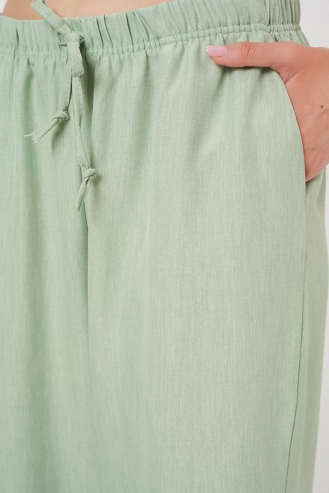 Bigdart Pantalon en lin à jambes larges pour femme 6735 - Vert clair