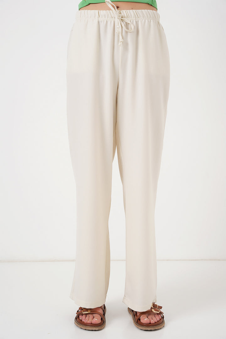 Bigdart Pantalon en Lin à Jambes Larges pour Femme 6735 - Écru