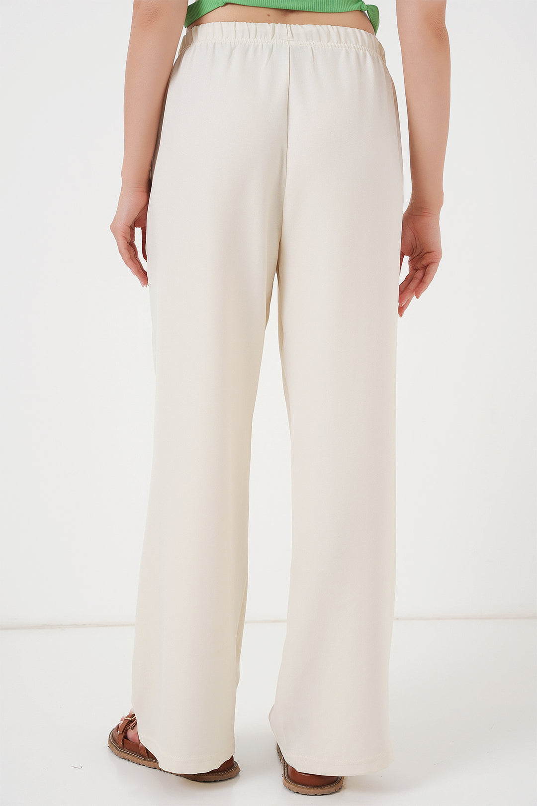 Bigdart Pantalon en Lin à Jambes Larges pour Femme 6735 - Écru