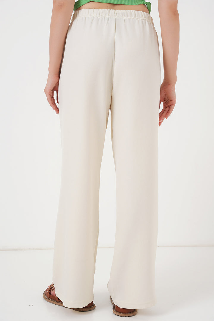 Bigdart Pantalon en Lin à Jambes Larges pour Femme 6735 - Écru