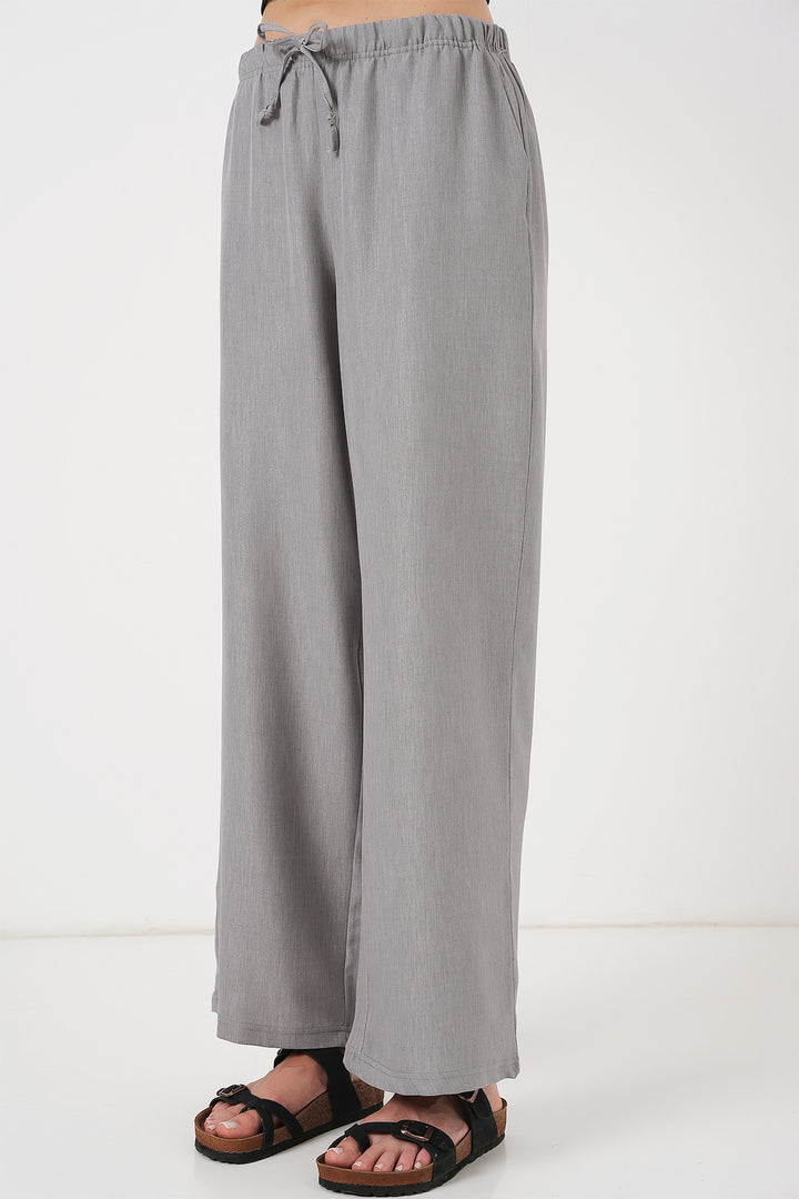 Bigdart Pantalon en Lin à Jambes Larges pour Femme 6735 - Gris