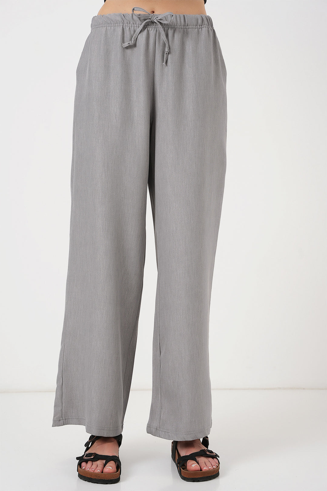 Bigdart Pantalon en Lin à Jambes Larges pour Femme 6735 - Gris