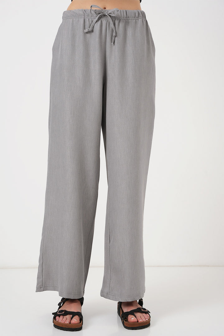 Bigdart Pantalon en Lin à Jambes Larges pour Femme 6735 - Gris