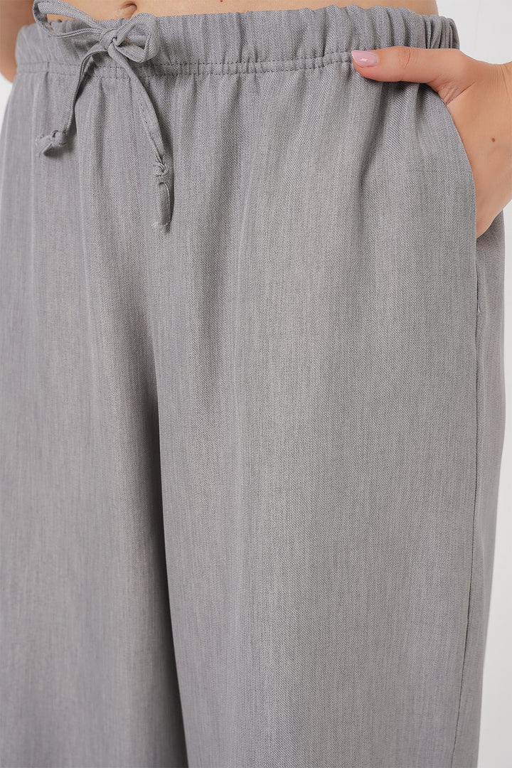 Bigdart Pantalon en Lin à Jambes Larges pour Femme 6735 - Gris