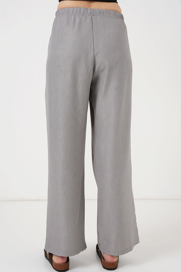 Bigdart Pantalon en lin à jambes larges pour femme 6735 - Gris