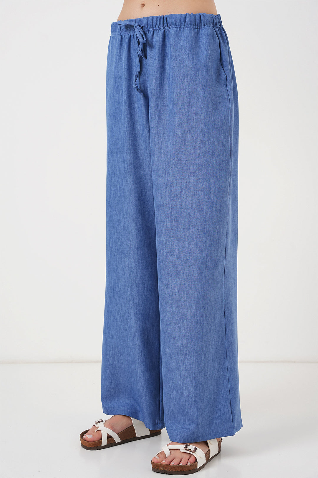 Bigdart Pantalon en lin à jambes larges pour femme 6735 - Indigo