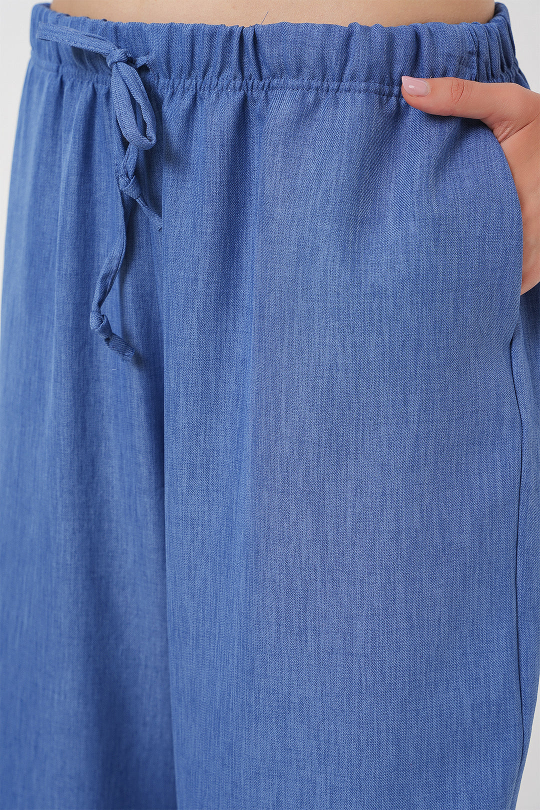 Bigdart Pantalon en lin à jambes larges pour femme 6735 - Indigo