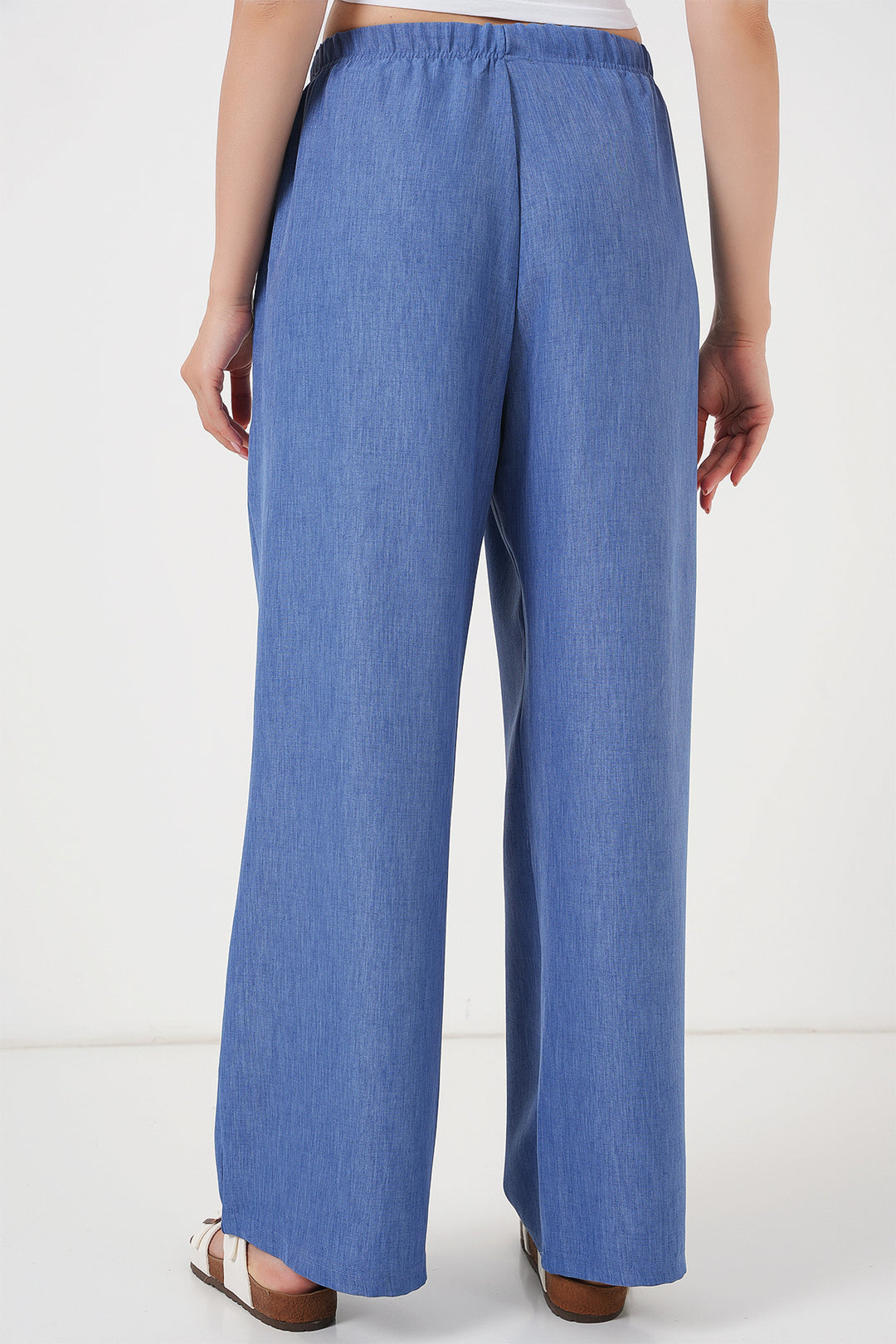 Bigdart Pantalon en lin à jambes larges pour femme 6735 - Indigo