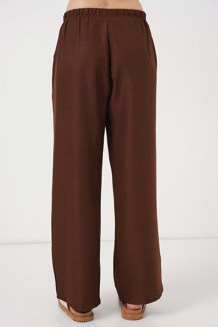 Bigdart Pantalon en lin à jambes larges pour femmes 6735 - Marron