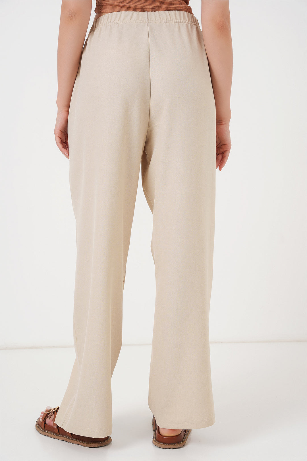 Bigdart Pantalon en lin à jambes larges pour femme 6735 - Crème