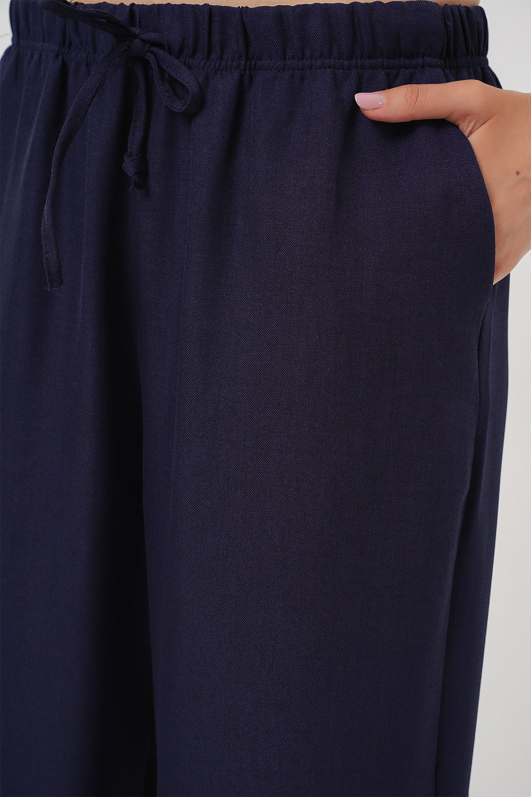Bigdart Pantalon en lin à jambes larges pour femme 6735 - Bleu marine