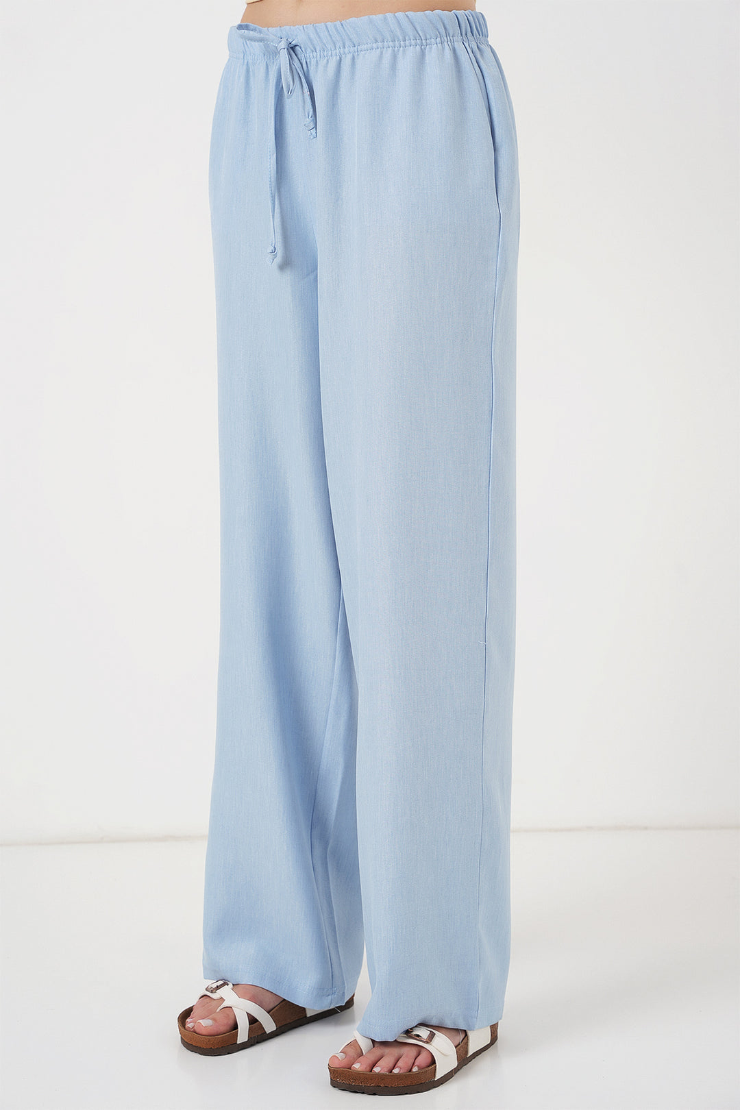 Bigdart Pantalon en lin à jambes larges pour femme 6735 - Bleu
